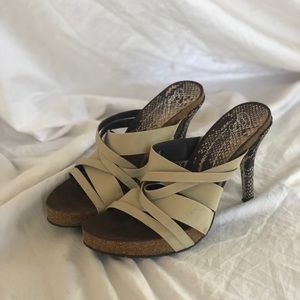 Donald Pliner strappy snakeskin heel